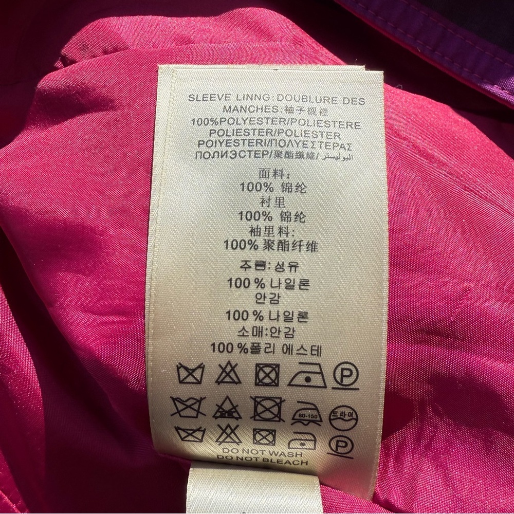 Burberry Brit Women's Pink and Purple Plaid Trench Coat, Size L - Picture 14 of 16